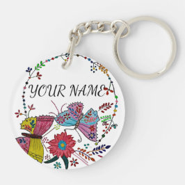 Personalisiertes Namens-Boho-Mandala-Schmetterling Schlüsselanhänger