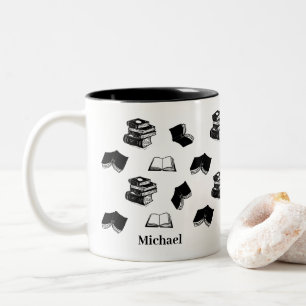 Personalisiertes Namens-Buchliebhaber-Buch-Muster Zweifarbige Tasse