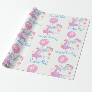 Personalisiertes Namens-Einhorn-Geburtstags-Party- Geschenkpapier