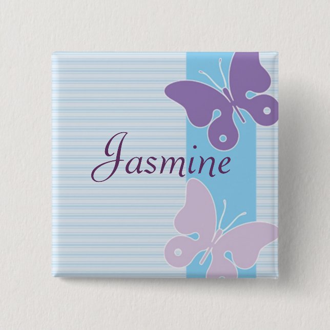 Personalisiertes NamensAbzeichen - Schmetterlinge Button (Vorderseite)