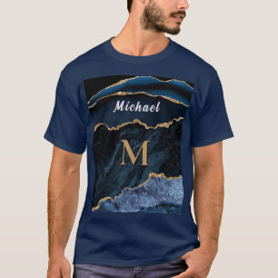 Personalisiertes Namensbuchstabe Navy Blau Gold T- T-Shirt