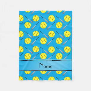 Personalisiertes Namenshimmelblau Softballmuster Fleecedecke