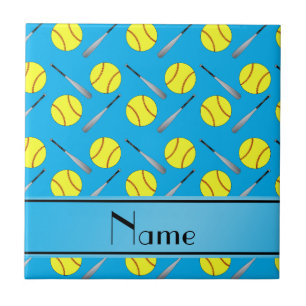 Personalisiertes Namenshimmelblau Softballmuster Fliese