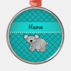 Personalisiertes Namenskoalabärn-Türkisgitter Silbernes Ornament
