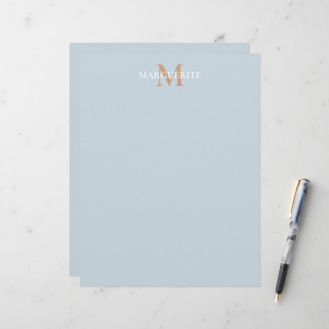 Personalisiertes Namensmonogramm Briefbogen (Vorderseite/Rückseite Beispiel)