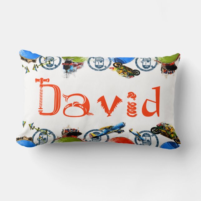Personalisiertes Namensmonogramm für David/Jungen Lendenkissen (Vorderseite)