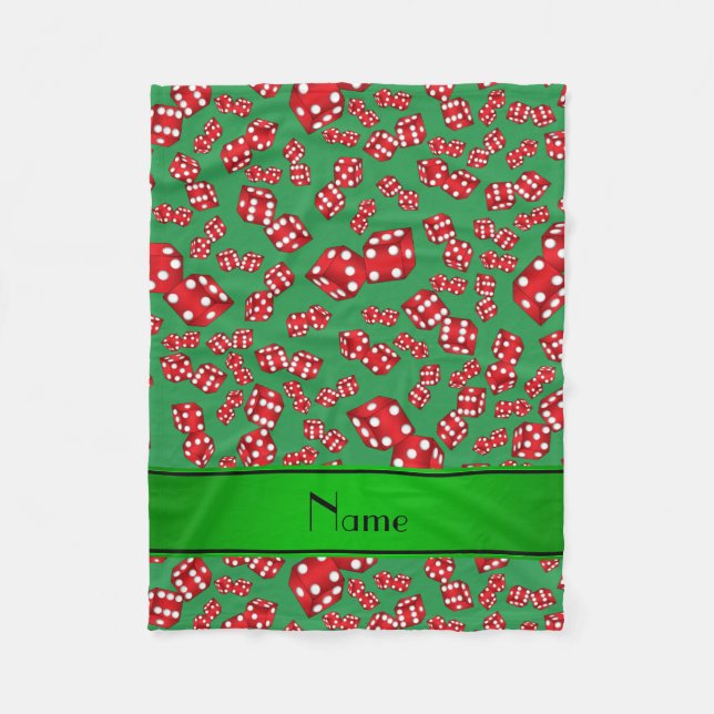 Personalisiertes Namensmuster für grüne Würfel Fleecedecke (Vorderseite)