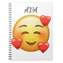 Personalisiertes Namensnotizbuch mit Herzen-Emoji