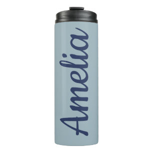 Personalisiertes Namensschild Hellblau als Hochzei Thermosbecher