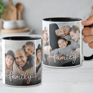 Personalisiertes Namensschrift Familienfoto Tasse