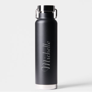 Personalisiertes Namensskript Schwarz Hochzeit Trinkflasche