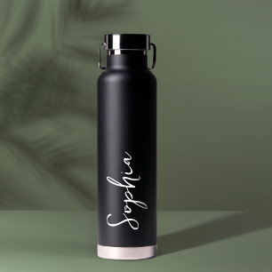 Personalisiertes Namensskript Schwarz Hochzeit Trinkflasche