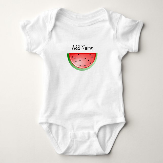 Personalisiertes Namenswassermelone-Baby-T-Shirt Baby Strampler (Vorderseite)