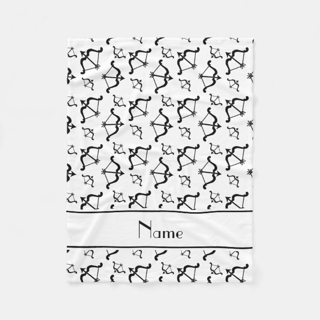 Personalisiertes Namensweiß beugt Pfeile Fleecedecke (Vorderseite)