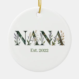 Personalisiertes Nana-Est-Jahr-Blumen-Geschenk für Keramik Ornament