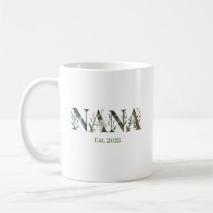 Personalisiertes Nana Est Jahr Florales Oma-Gesche Kaffeetasse