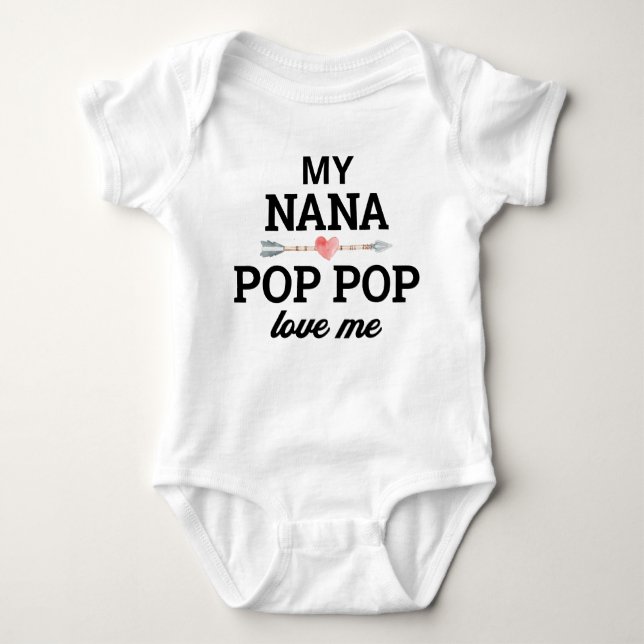 Personalisiertes Nana und Pop Pop Liebe Baby Strampler (Vorderseite)