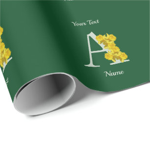 Personalisiertes Narzissen-Monogramm Initiale A Geschenkpapier
