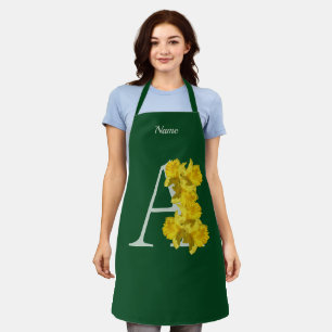 Personalisiertes Narzissen-Monogramm Initiale A Schürze