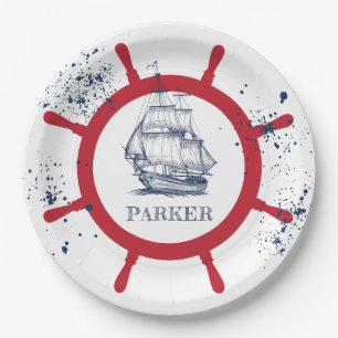 Personalisiertes Nautic Party Sailboat Pappteller