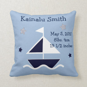 Personalisiertes "Nautical/Sailboat" Keepake Pillo Kissen