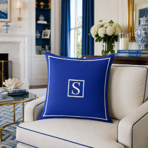 Personalisiertes nautisches blaues Monogramm-Dekor Kissen