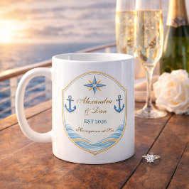 Personalisiertes nautisches Hochzeitswappen Kaffeetasse