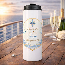 Personalisiertes nautisches Hochzeitswappen Thermosbecher