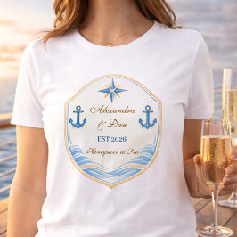 Personalisiertes nautisches Hochzeitswappen Tri-Blend Shirt