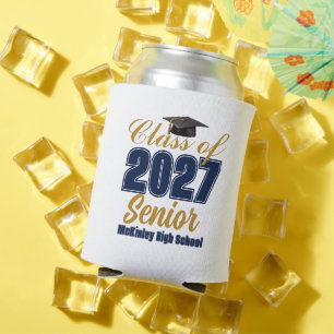 Personalisiertes Navy Blau Gold Abschlussjahrgang Dosenkühler