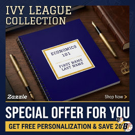 Personalisiertes Navy Blau Gold Preppy Ivy League Notizbuch