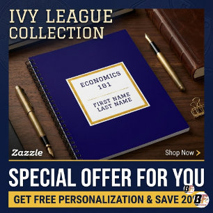 Personalisiertes Navy Blau Gold Preppy Ivy League Notizbuch