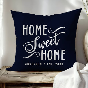 Personalisiertes Navy Blau Home Sweet Home Kissen