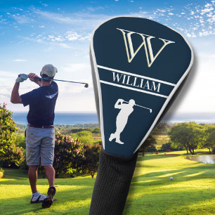 Personalisiertes Navy Blue Monogram Golf Swing Golf Headcover