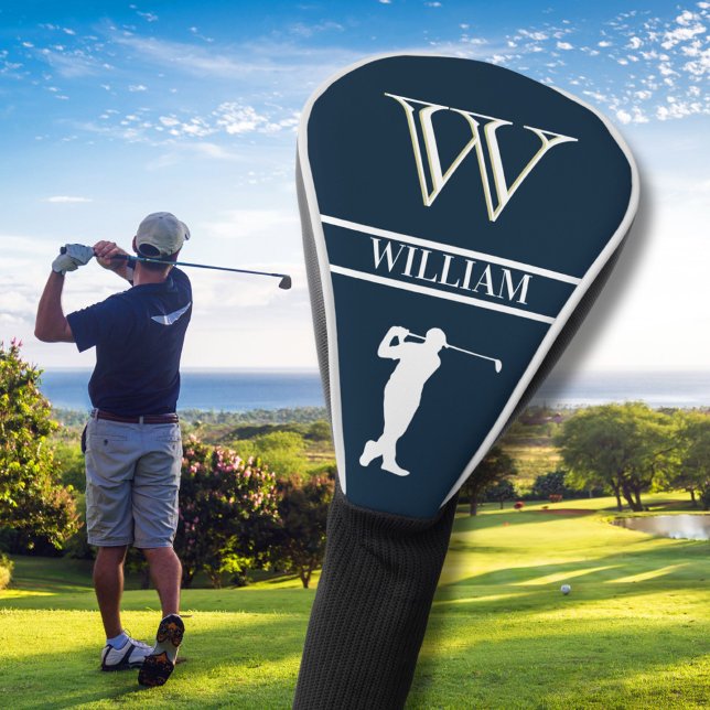Personalisiertes Navy Blue Monogram Golf Swing Headcover (Von Creator hochgeladen)