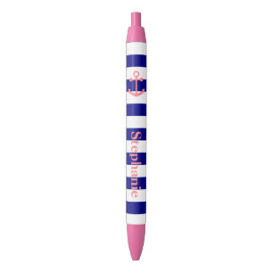 Personalisiertes Navy Blue und Blush Pink Kugelschreiber