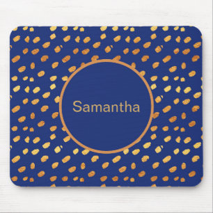 Personalisiertes Navy Blue und Gold Monogram Mouse Mousepad