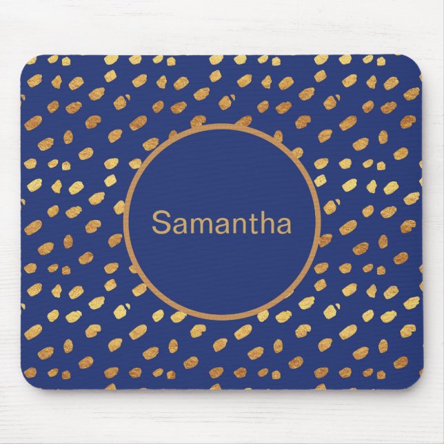 Personalisiertes Navy Blue und Gold Monogram Mouse Mousepad (Vorne)