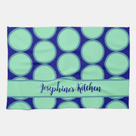 Personalisiertes Navy-Mint-Polka-Punkt-Muster Mode Geschirrtuch