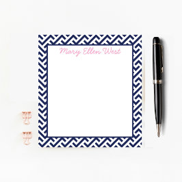 Personalisiertes Navy & White Preppy Muster Notizblock