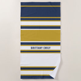 Personalisiertes Navy White Stripes Muster Strandtuch