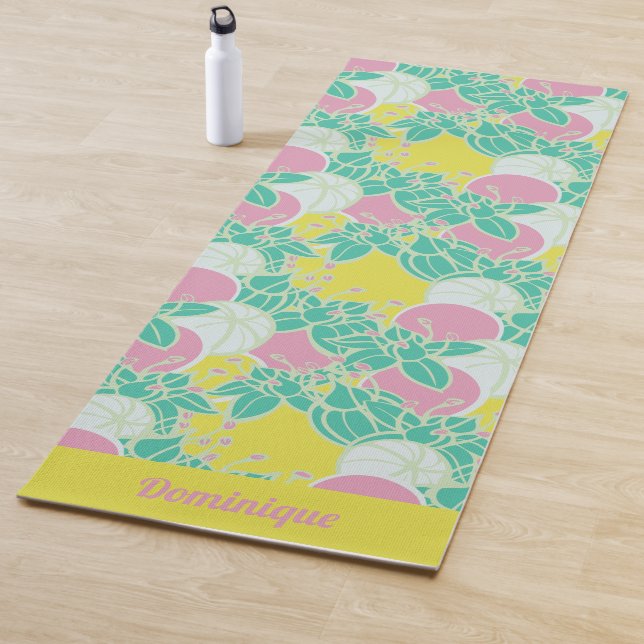 Personalisiertes Neon Modern Bud & Blume Muster Yogamatte (Beispiel)