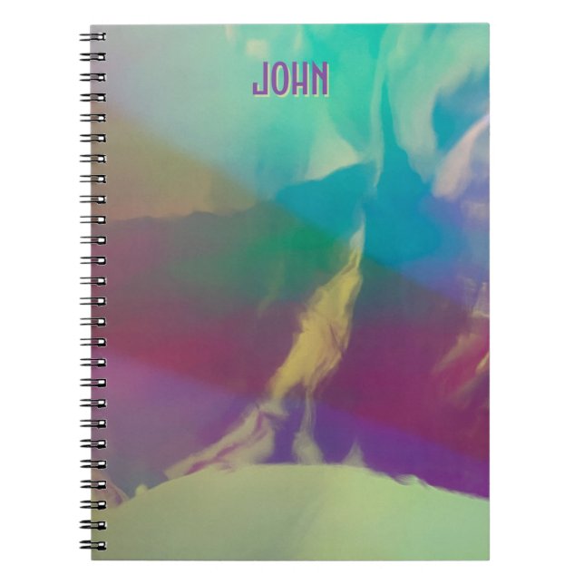 Personalisiertes Neon Notebook - Luminous Art Deco Notizblock (Vorderseite)