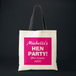 Personalisiertes Neon Rosa beim Party Nachttaschen Tragetasche<br><div class="desc">Personalisiertes Neon pink beim Party Nachttaschen für Mädchen übernachten. Fun Accessoires für Bachelorette,  Damennacht,  Brautparty,  Hochzeitsfeier etc. Machen Sie einen für Braut zu sein und die Crew der Braut,  Brautjungfrau,  Trauzeugin,  Ehrenmatron etc.</div>
