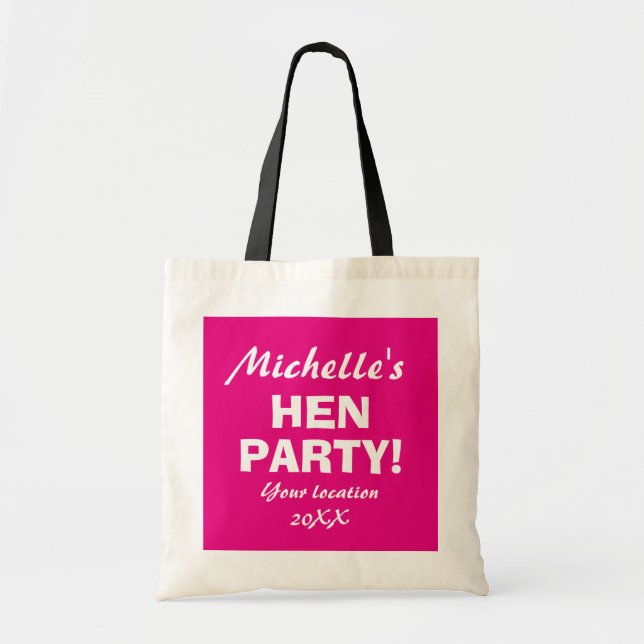 Personalisiertes Neon Rosa beim Party Nachttaschen Tragetasche (Vorne)