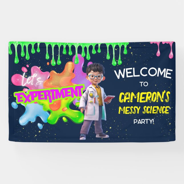 Personalisiertes Neon Science STEM Experiment Part Banner (Horizontal)