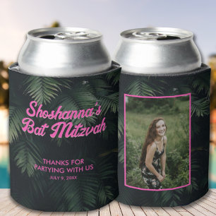 Personalisiertes Neon Tropical Pink Foto kann Kühl Dosenkühler
