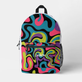 Personalisiertes neonfarbenes abstraktes Muster — Bedruckter Rucksack