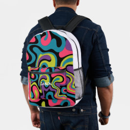 Personalisiertes neonfarbenes abstraktes Muster — Bedruckter Rucksack