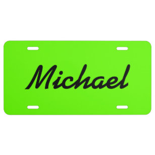 Personalisiertes Neongrünes Nummernschild mit Name US Nummernschild